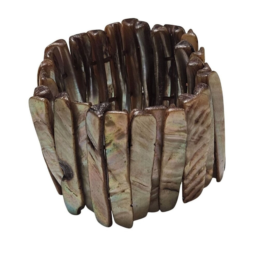 Natural Abalone Shell Stretch Bracelet Boho Nature Earthy Fashion Jewelry Women
